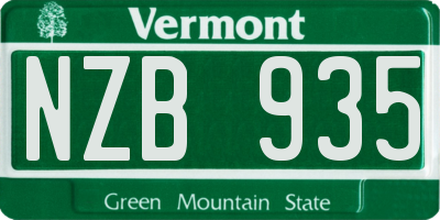 VT license plate NZB935