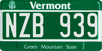 VT license plate NZB939