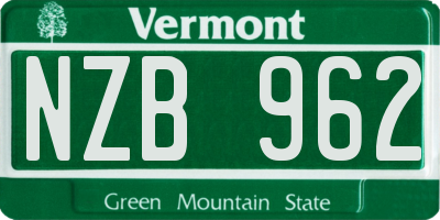 VT license plate NZB962