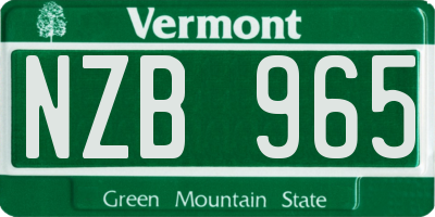 VT license plate NZB965