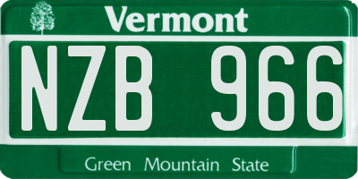 VT license plate NZB966