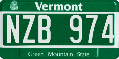 VT license plate NZB974
