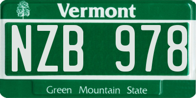 VT license plate NZB978