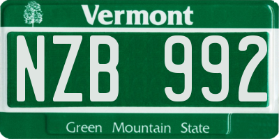 VT license plate NZB992