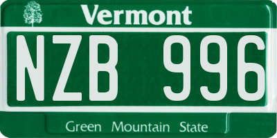 VT license plate NZB996