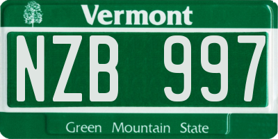 VT license plate NZB997