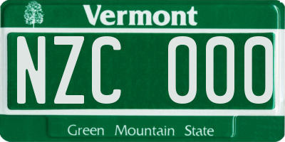 VT license plate NZC000