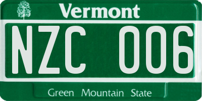 VT license plate NZC006
