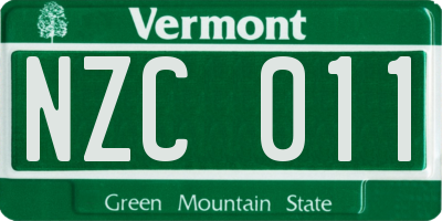 VT license plate NZC011