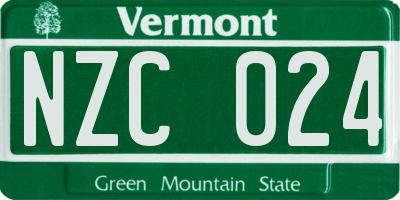 VT license plate NZC024