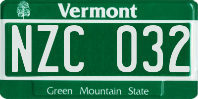 VT license plate NZC032