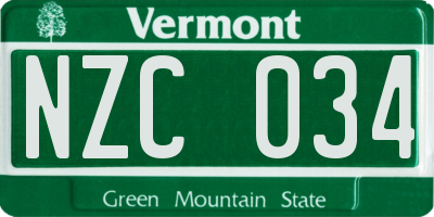 VT license plate NZC034