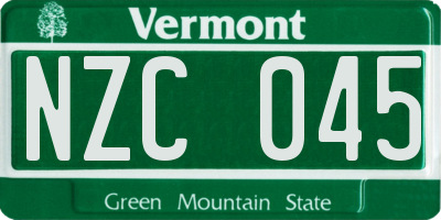 VT license plate NZC045