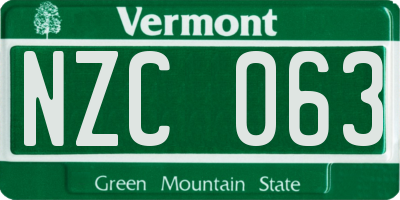 VT license plate NZC063