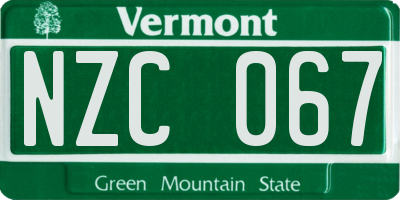 VT license plate NZC067