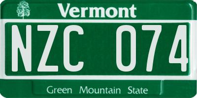 VT license plate NZC074