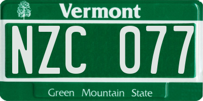 VT license plate NZC077