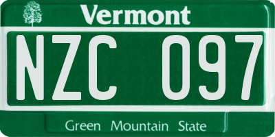 VT license plate NZC097