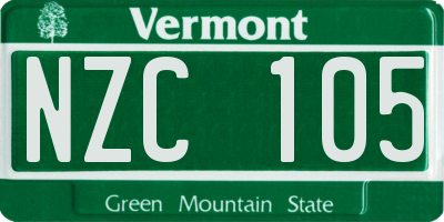 VT license plate NZC105