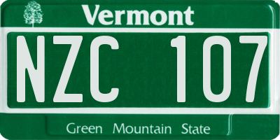 VT license plate NZC107