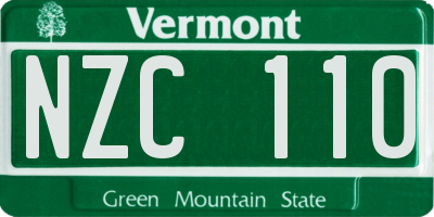 VT license plate NZC110