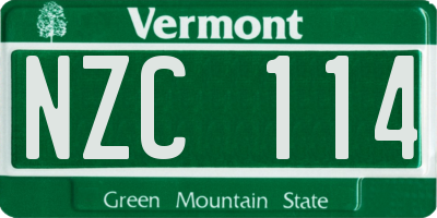 VT license plate NZC114