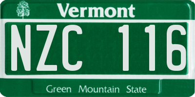 VT license plate NZC116