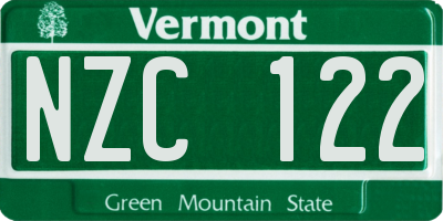 VT license plate NZC122