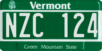 VT license plate NZC124
