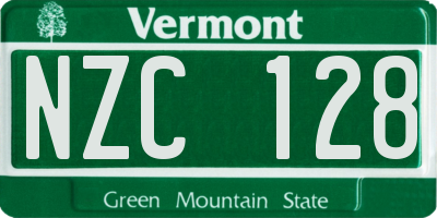 VT license plate NZC128