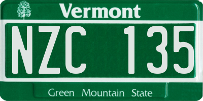 VT license plate NZC135