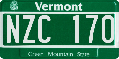 VT license plate NZC170
