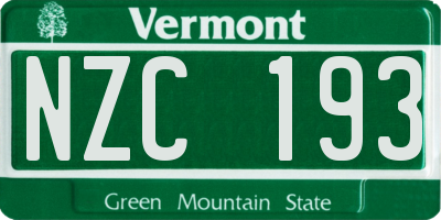 VT license plate NZC193