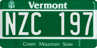 VT license plate NZC197