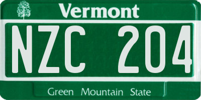 VT license plate NZC204
