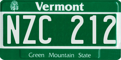 VT license plate NZC212
