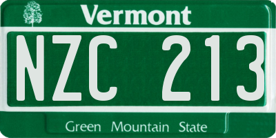 VT license plate NZC213