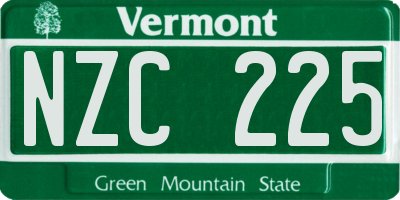 VT license plate NZC225