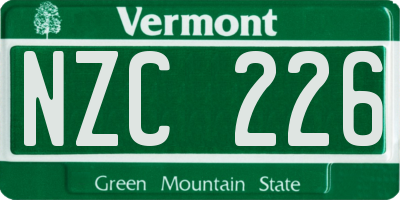VT license plate NZC226