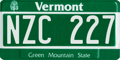 VT license plate NZC227