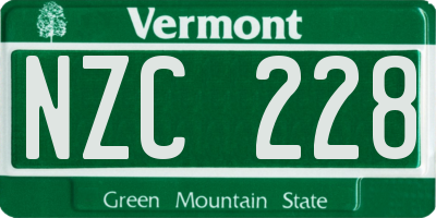 VT license plate NZC228