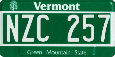 VT license plate NZC257