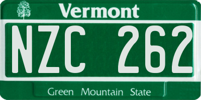 VT license plate NZC262