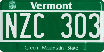 VT license plate NZC303