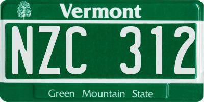 VT license plate NZC312