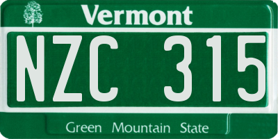 VT license plate NZC315