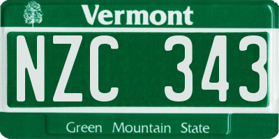 VT license plate NZC343
