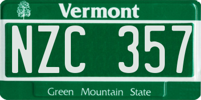 VT license plate NZC357