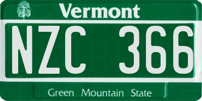 VT license plate NZC366