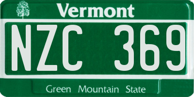 VT license plate NZC369